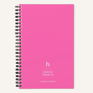 Carnet Monogramme moderne rose chaud tendance