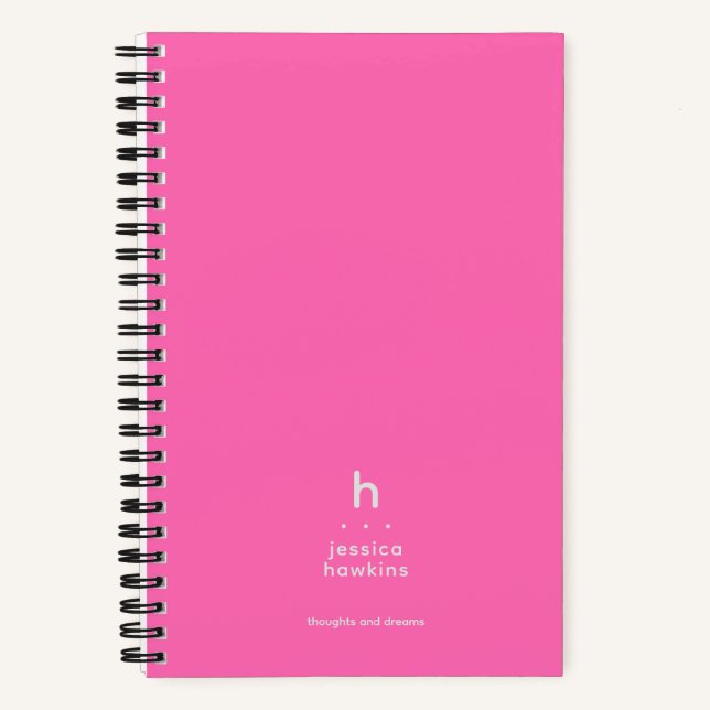 Carnet Monogramme moderne rose chaud tendance (Recto)