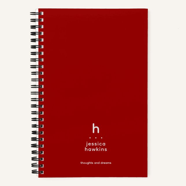 Carnet Monogramme Moderne Rouge Cramoisi Tendance (Recto)
