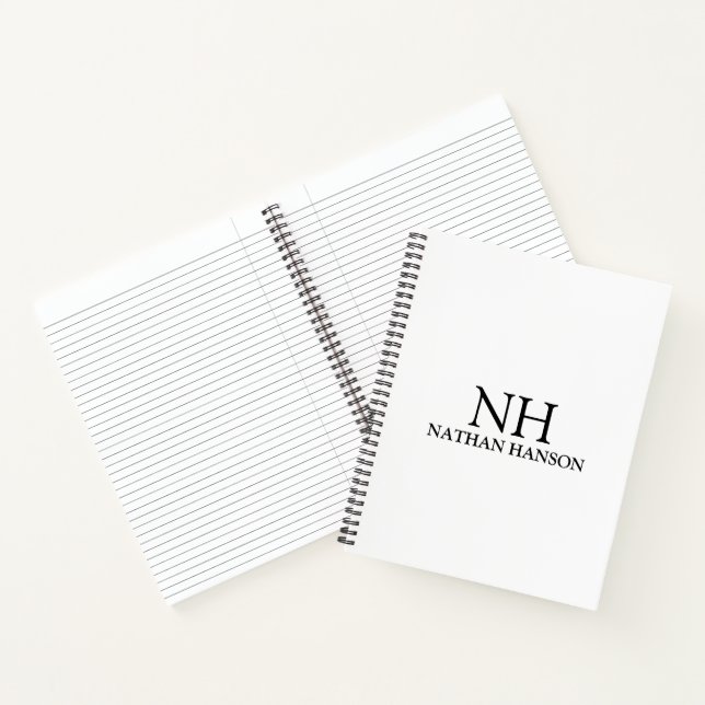 Carnet Monogramme Moderne Simple Noir et Blanc (Intérieur)