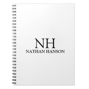 Carnet Monogramme Moderne Simple Noir et Blanc