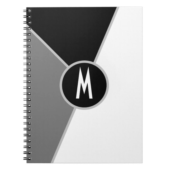 Carnet Monogramme monochrome bloc de couleur noir et blan (Devant)