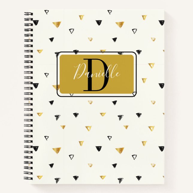 Carnet Monogramme Motif Abstrait Script moderne personnal (Devant)