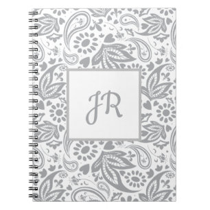 Carnet Monogramme Motif blanc gris chic
