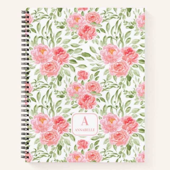 Carnet Monogramme Motif de pêche à l'aquarelle (Devant)