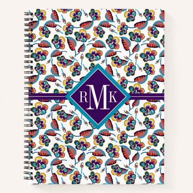 Carnet Monogramme | Motif d'Hibiscus (Devant)