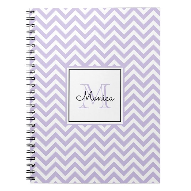 Carnet Monogramme Motif Lavender Chevron moderne (Devant)