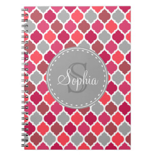 Carnet Monogramme Motif marocain rose élégant