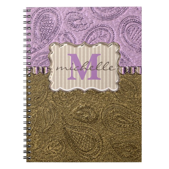 Carnet Monogramme Motif Paisley (Devant)
