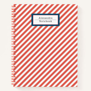 Carnet Monogramme motif rayé coloré moderne