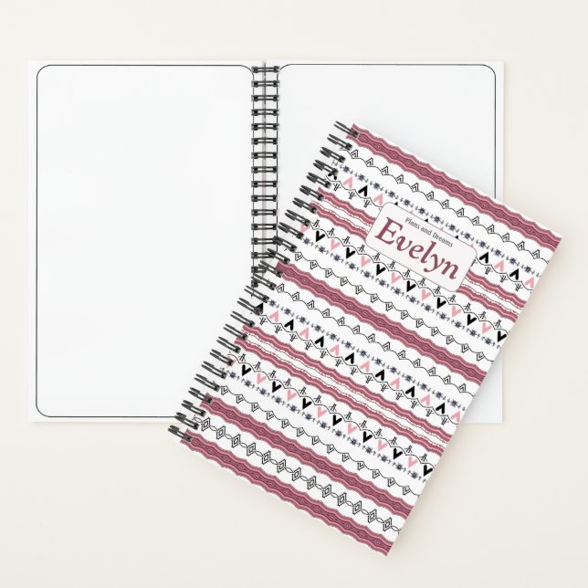 Carnet Monogramme Motif rose personnalisé (À l'intérieur)