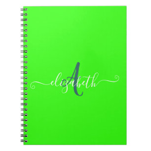 Carnet Monogramme Néon Fluorescent Vert 