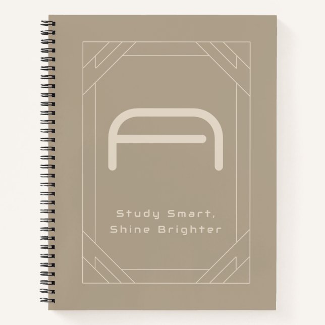Carnet Monogramme Neutre Minimaliste Taupe Chaud (Devant)
