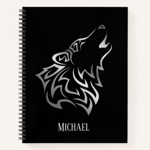 Carnet Monogramme noir argenté hurlant Wolf