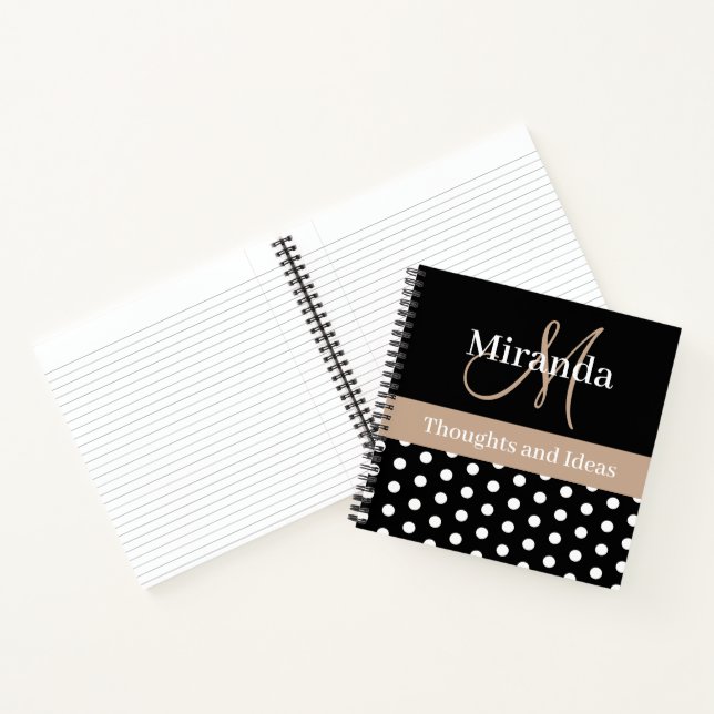 Carnet Monogramme noir blanc beige Pois (Intérieur)