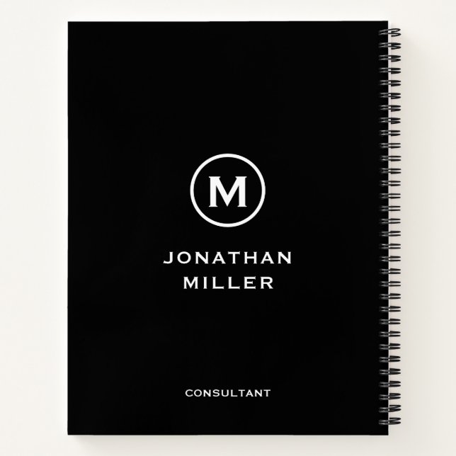Carnet Monogramme noir blanc gauche initial (Dos)
