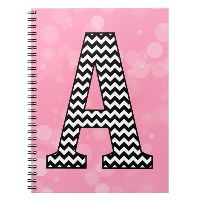 Carnet Monogramme noir et blanc Chevron "A" (Devant)