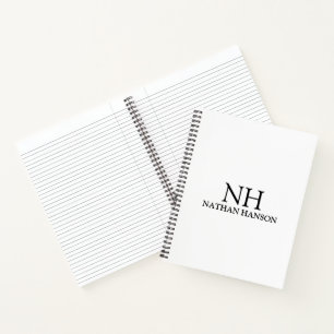 Carnet Monogramme noir et blanc simple Moderne
