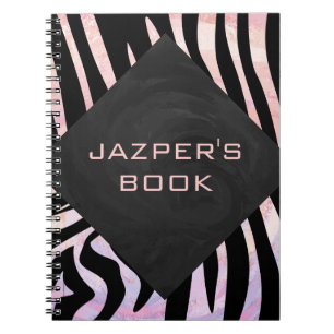 Carnet Monogramme noir et rose Zebra