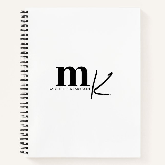 Carnet Monogramme noir minimaliste moderne (Devant)