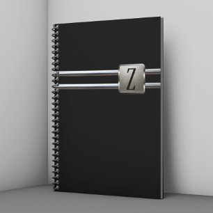 Carnet Monogramme noir moderne métal