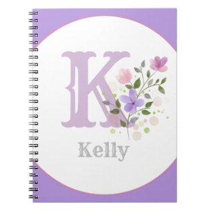 Carnet Monogramme & nom avec fleurs