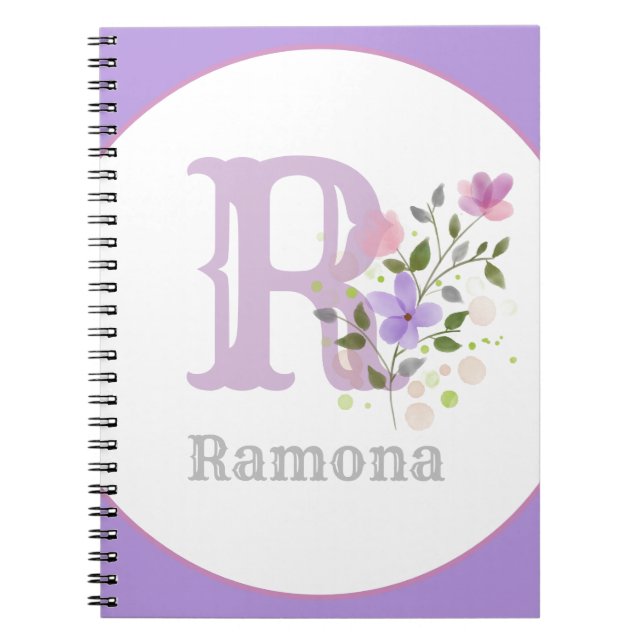 Carnet Monogramme & Nom avec Fleurs (Devant)