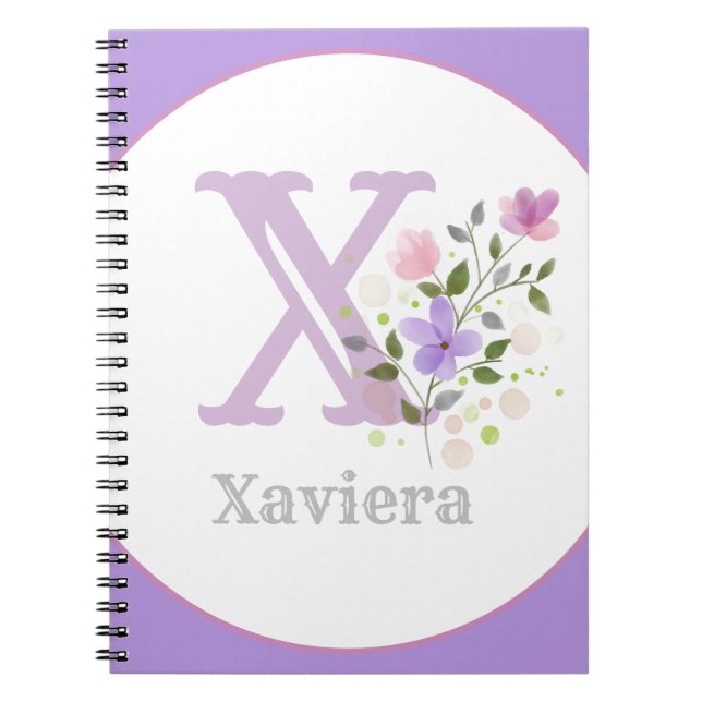 Carnet Monogramme & Nom avec Fleurs (Devant)