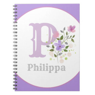 Carnet Monogramme & Nom avec Fleurs