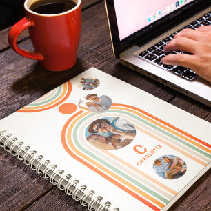 Carnet Monogramme Nom Boho Arch Multi Photo Fille tendanc