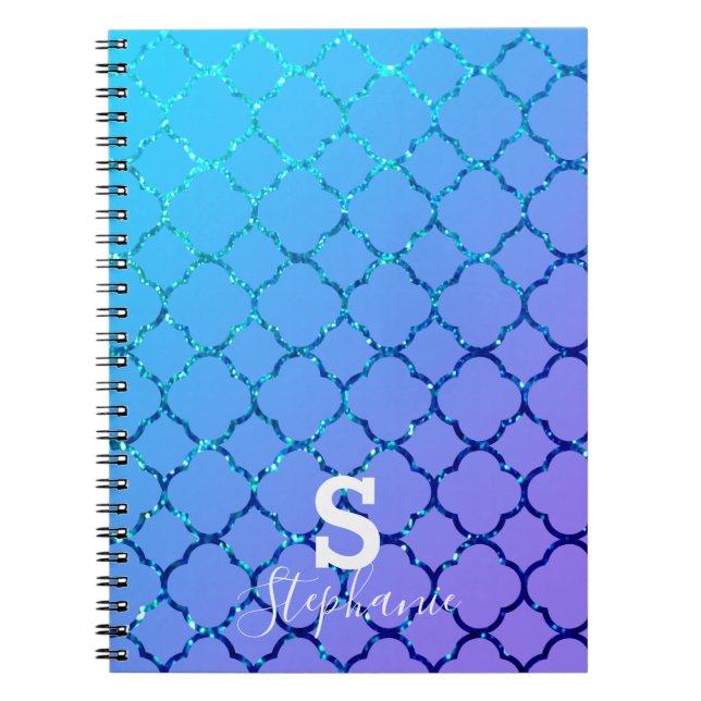 Carnet Monogramme Nom initial Parties scintillant bleue C (Devant)