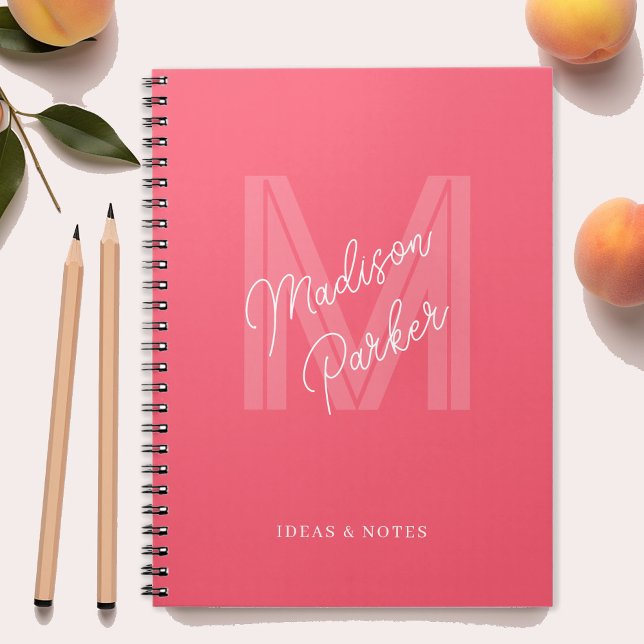 Carnet Monogramme nom initial rose personnalisé (Créateur téléchargé)