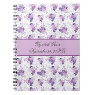 Carnet Monogramme Nom Purple Rose Floral Nouveau bébé