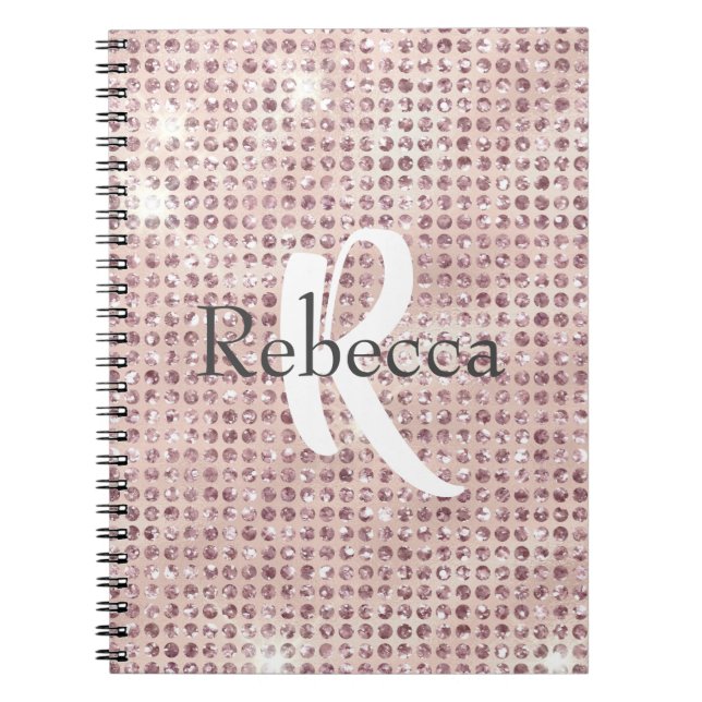 Carnet Monogramme Nom Rose Blush Diamant Studieux Tendanc (Devant)