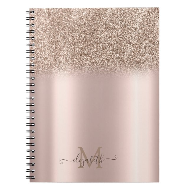 Carnet Monogramme ombré pailleté or rose (Devant)