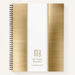 Carnet Monogramme Or brossé commerce métallique