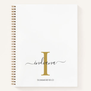 Carnet Monogramme Or Gris Script Nom Initial