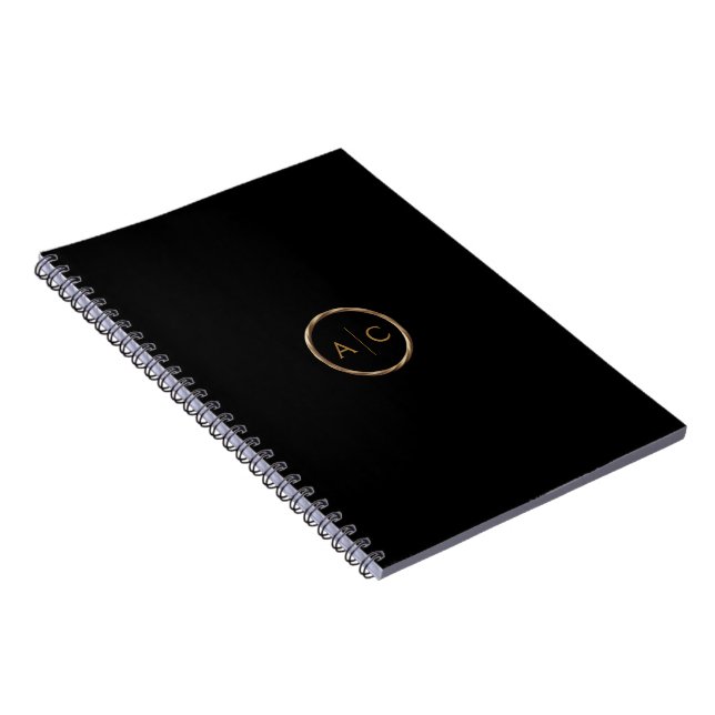 Carnet Monogramme Or Minimal sur NOIR (Côté Droit)