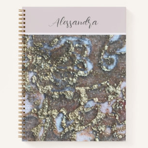Carnet Monogramme or rose rose rose blanc floral calligra