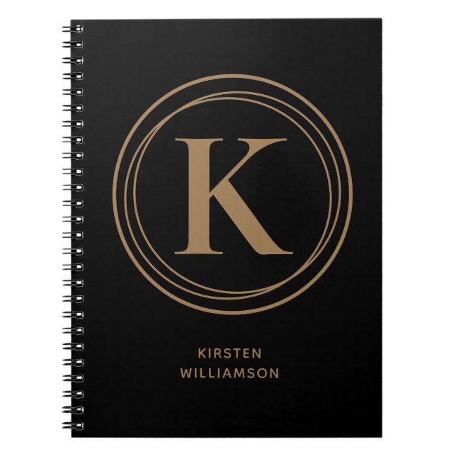 Carnet Monogramme Or tendance Noir (Devant)