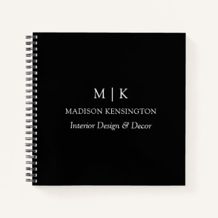 Carnet Monogramme ou ajouter un logo Business Carré noir