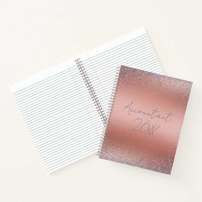 Carnet Monogramme Pailleté Métal Brossé Or Rose | (Intérieur)