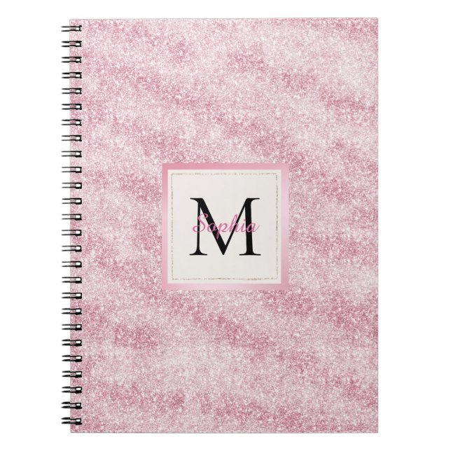 Carnet Monogramme Pailleté Rose Tendre (Devant)