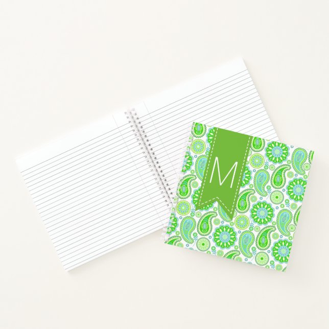 Carnet Monogramme Paisley Vert (Intérieur)