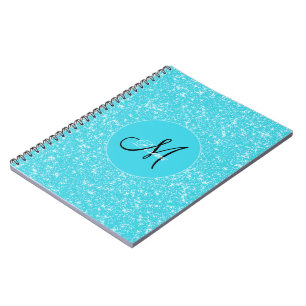 Carnet Monogramme Parties scintillant Étincelle Turquoise