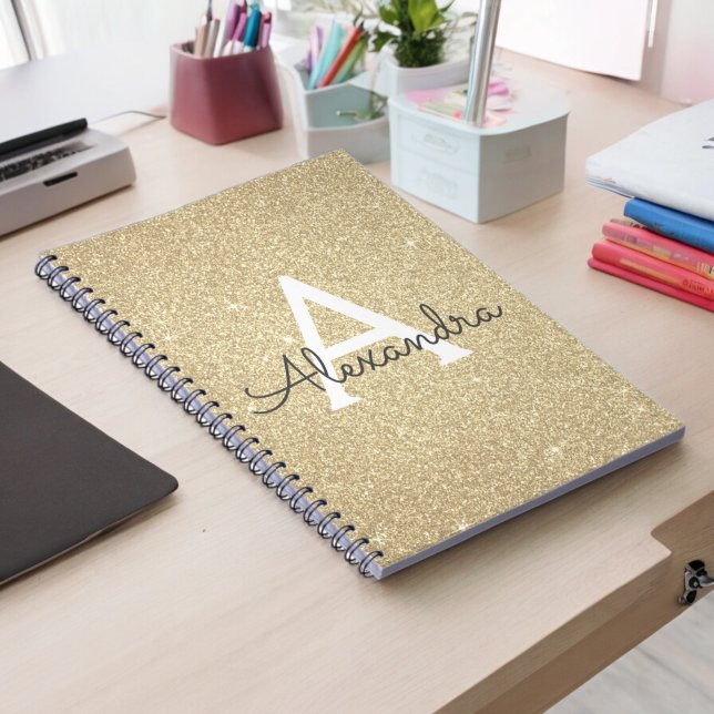 Carnet Monogramme Parties scintillant Or de luxe (Créateur téléchargé)
