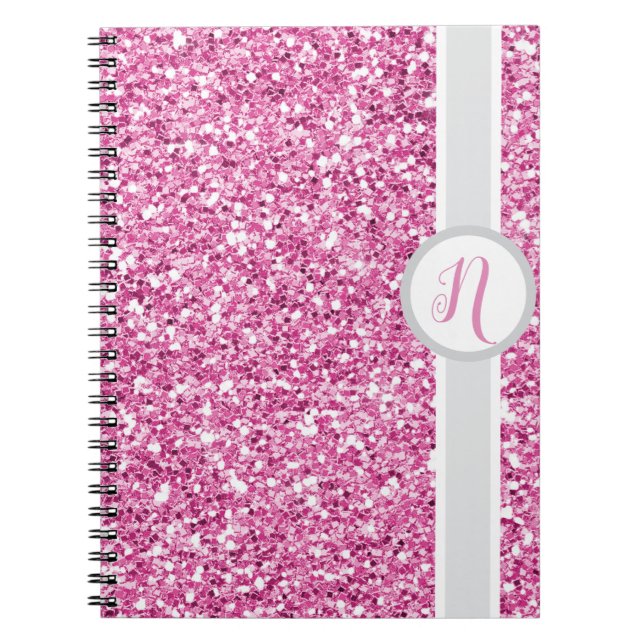 Carnet Monogramme Parties scintillant rose (Devant)