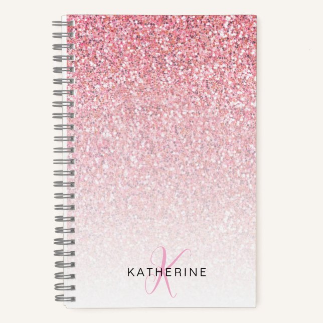 Carnet Monogramme Parties scintillant rose étincelle fémi (Recto)