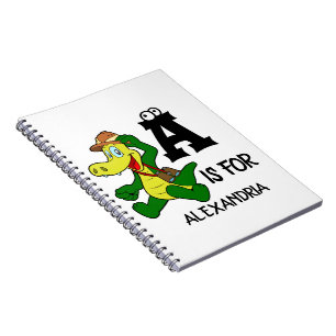 Carnet Monogramme personnalisé A est pour Alligator repti