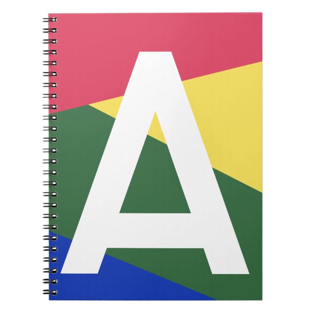 Carnet Monogramme personnalisé avec blocs de couleurs rét (Devant)